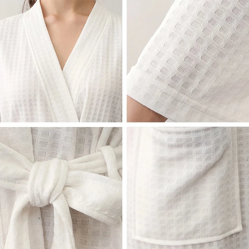 Lovers Summer Cotton Waffle Robes Women / Men Plus Large Size Absorbent Quick-dry Bathrobe Male /Female Peignoir Dressing Gown