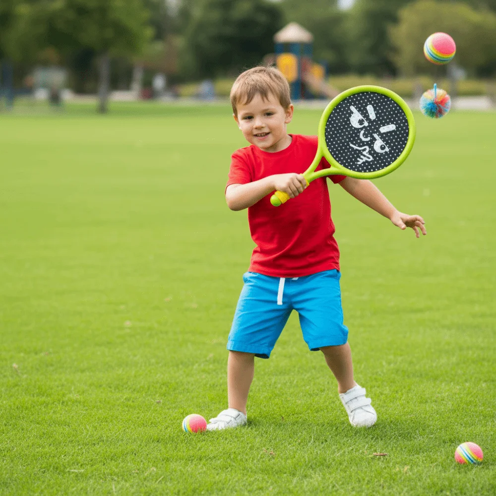 

2Pcs Shock Absorbing Children's Badminton Racket Lightweight Portable Children Badminton Racquets Soft Grip With Ball