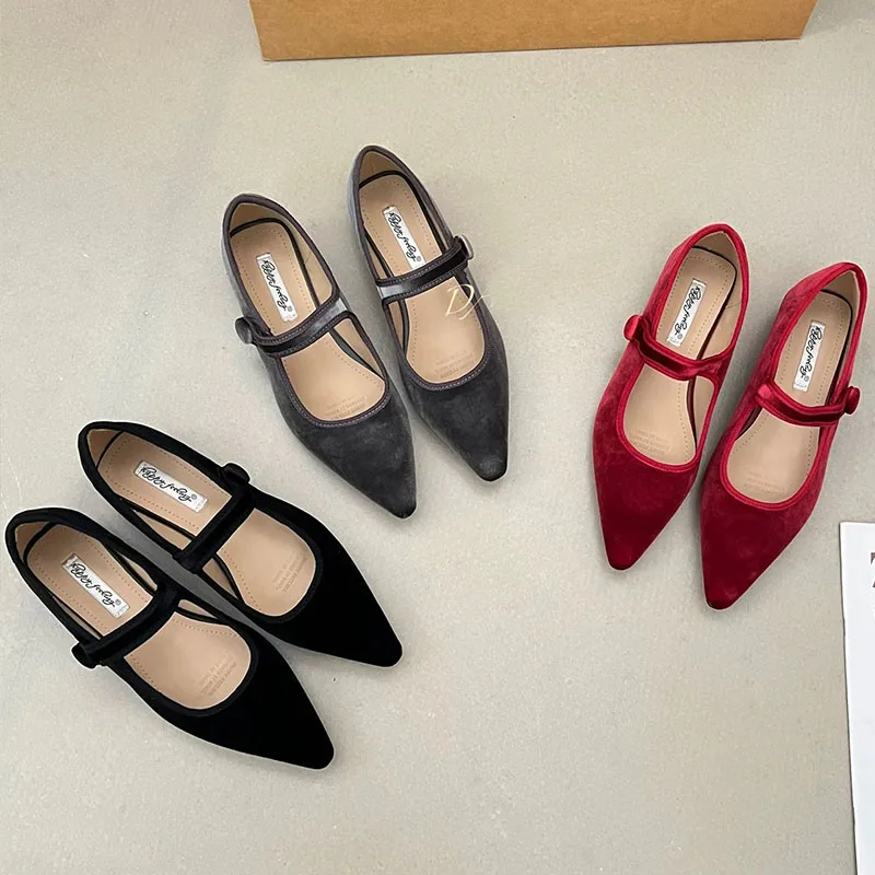 Neue modische Damen-Mary-Jane-Schuhe mit spitzer Zehenpartie, flache Schuhe mit niedrigem Absatz, weiche Damen-Seidenschuhe, elegante Damen-Lolita-Schuhe – Detail 7