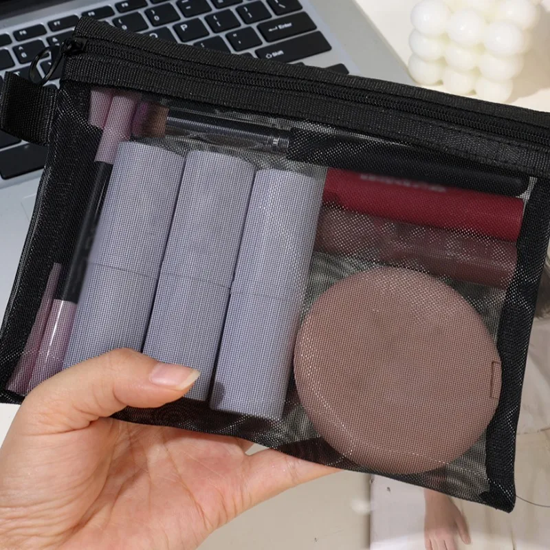 Multi Size Mesh Storage Bag Portable Zipper Opening Small Items Receiving Pouch Light Cosmetic Bags Convenient Skin Care Pack