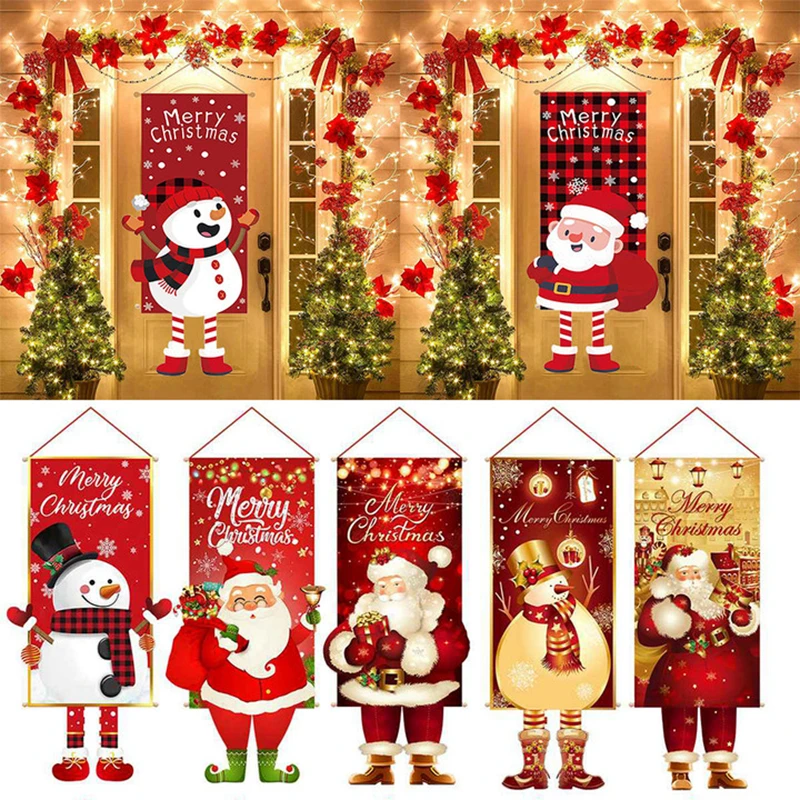Christmas Hanging Flag Porch Door Banner Christmas Decorations For Home 2024 Ornaments Xmas Gifts Navidad  New Year Decor 2025 image 2
