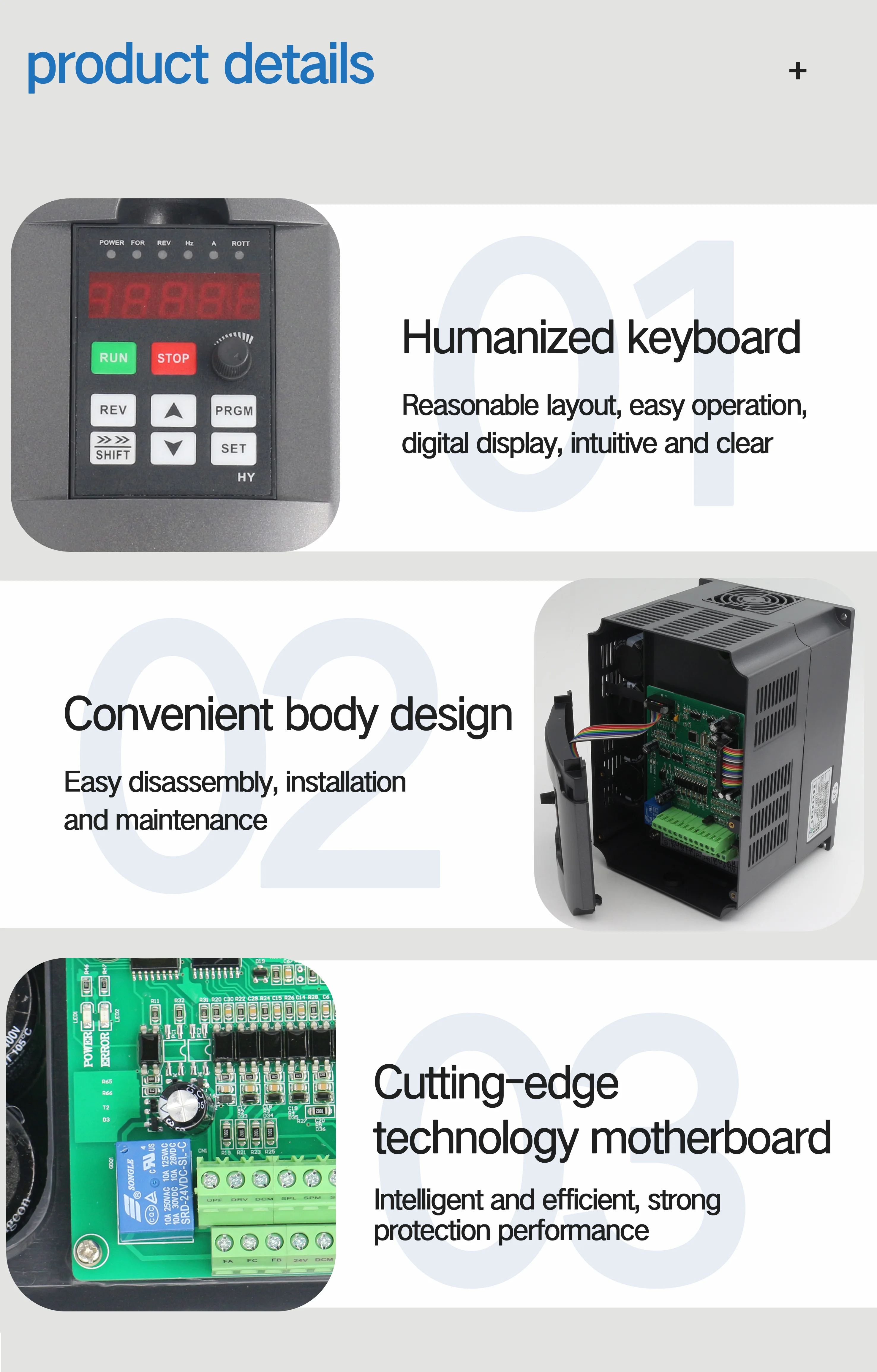 Imagem -05 - Huanyang-vfd Phase Output Frequency Converter Controle de Velocidade Ajustável 400hz 18a 9a 220v 380v ue Expedição