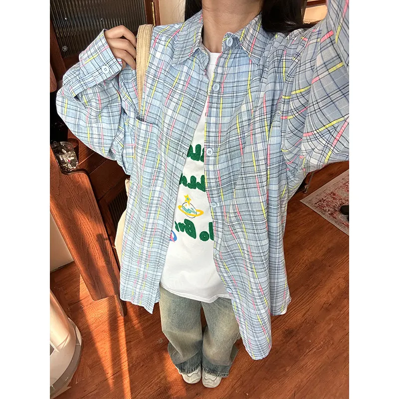 

Ice Blue Plaid Long Sve irt ex High End Cleanfit Cotton Youth Faion Spring Autumn Wear Resistant irt Jaet