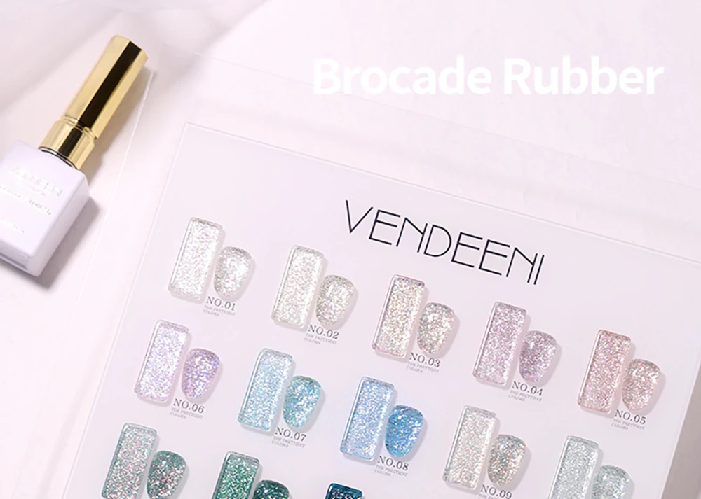 Vendeeni 24 Farben Hochdichter Glitzer-Nagelgel-Lack, Glänzender UV-Gel-Lack für Nagelkunst, Funkelnder UV-Soak-Off-Gel-Lack – Detail 17