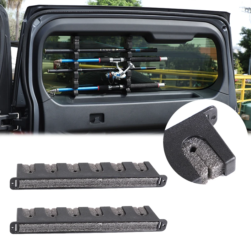 車のトランクに釣り竿を収納・展示するためのラック、釣り竿オーガナイザー、一般的な車のスタイル、黒、釘不要の取り付け
