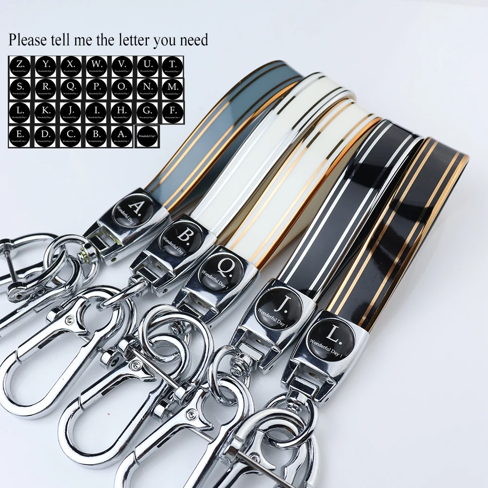 DIY Letter Name/Surname Car Key Chain Silver Tpu Keychian Golden Edge Keyring Key Ring