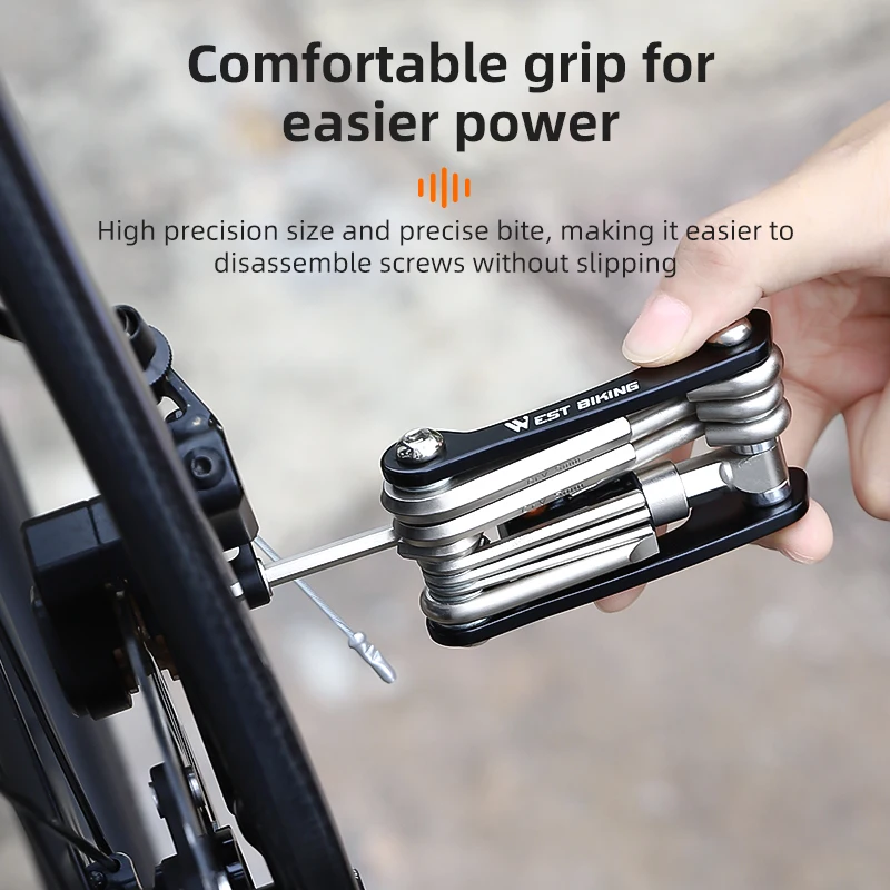 WEST BIKING Multifunctional Bicycle Repair Tool Portable 11 In 1 Folding Tool MTB Road Bike Repair Tool With CO2 Inflator Nozzle