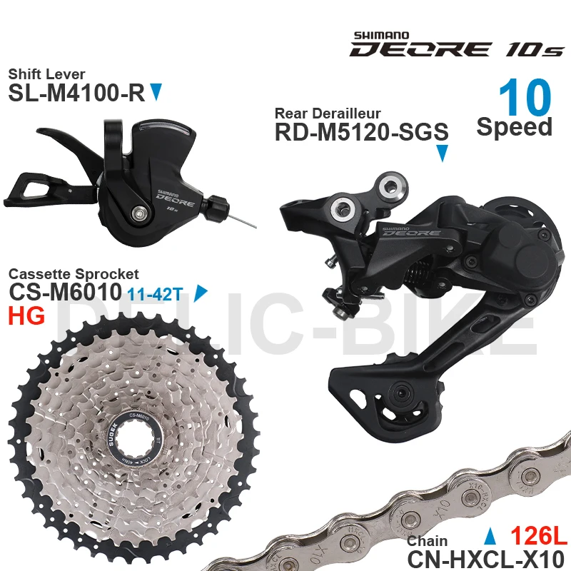 SHIMANO DEORE 10 speed Groupset include SL-M4100 RD-M4120 RD-M5120  SUGEK Cassette 42T 46T and X10 Chain Parts