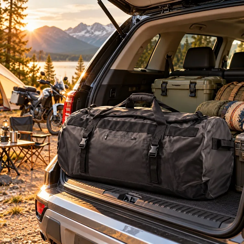 Waterproof Travel Duffel Bag, Large Capacity Motorcycle Tail Bag, Outdoor Camping Gear Storage, Rear Seat Luggage for Road Trips