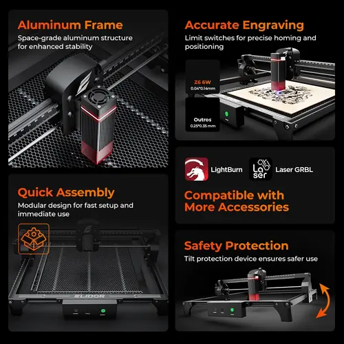 ELIDOR Z6 6W Laser Engraver and Cutting Machine CNC Diode Working Area 300X300mm Wood Marking Engravable Plywood Acrylic Glass - Image 4