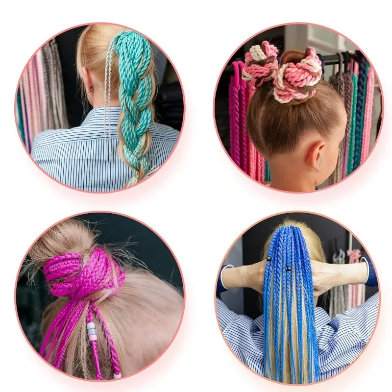 Colorful Wig Braids Hair Ties Women Heat-resistant Rubber Band Realistic Pigtail Girls Soft Long Braid Headwear Hair Accessories