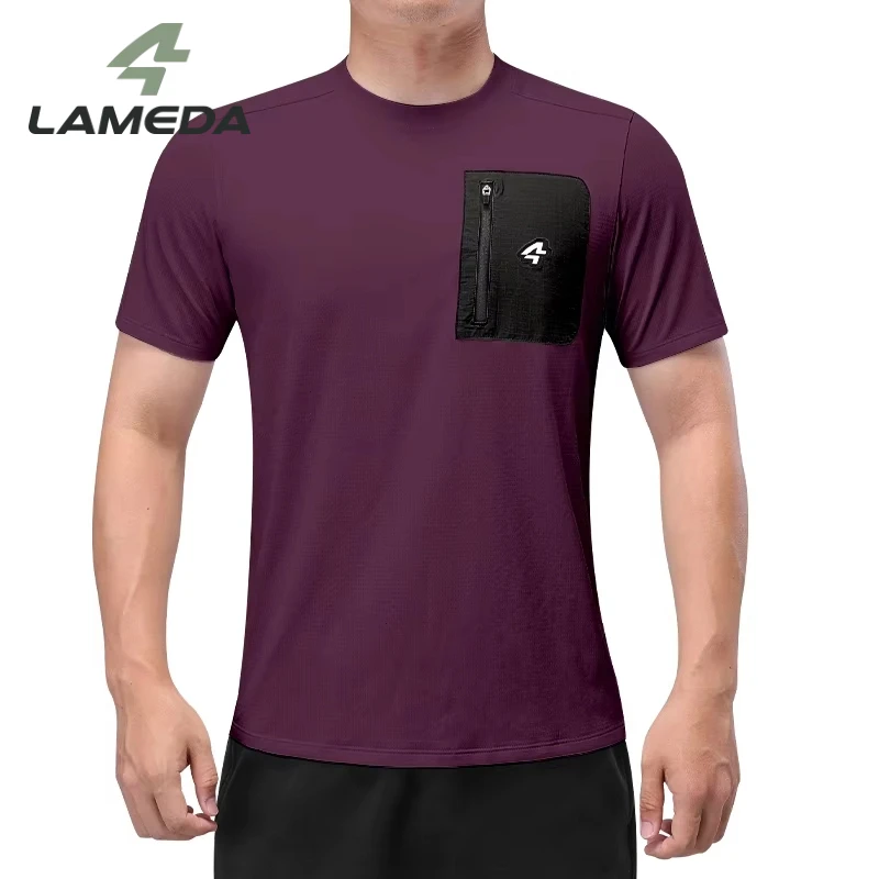 

LAMEDA Men's T-shirt Short Sleeve Summer Quick Dry Loose Riding Outdoor Sports Training Shirt Casual Pullover Short Sleeve