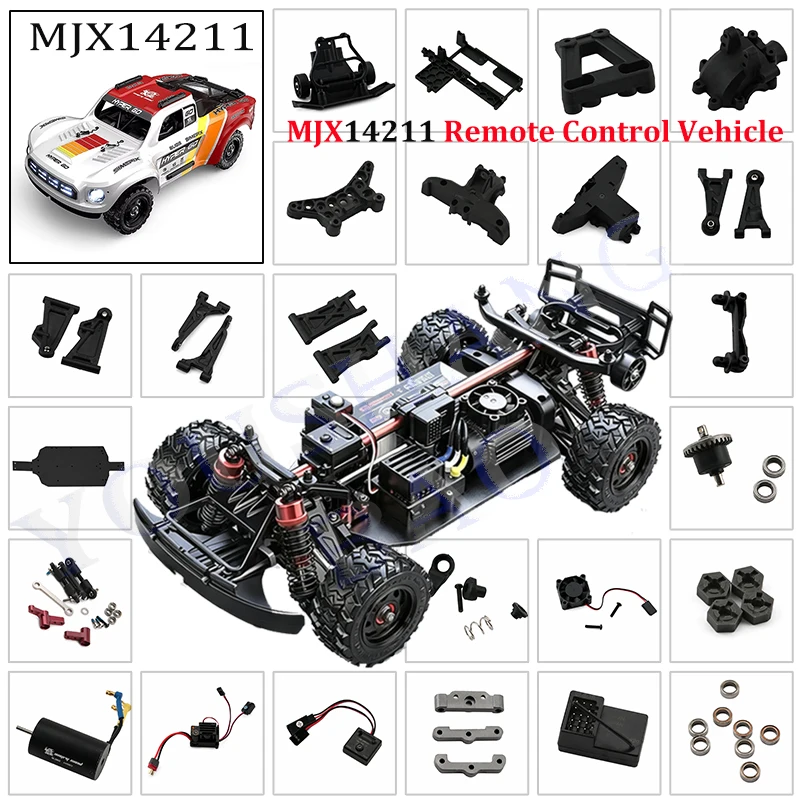 1/14 MJX 14211 Ferngesteuertes Auto Originalzubehör: Differential, Getriebegehäuse, Kipphebel, Lager, Reifen, Fahrzeugkarosserie