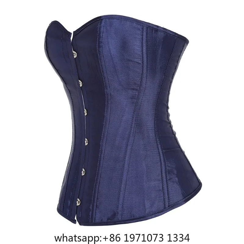 Caudatus Blue Corsets Top For Women Bustiers Overbust Satin Sexy Costume Corselet Brocade Vintage Style Korsett Plus Size