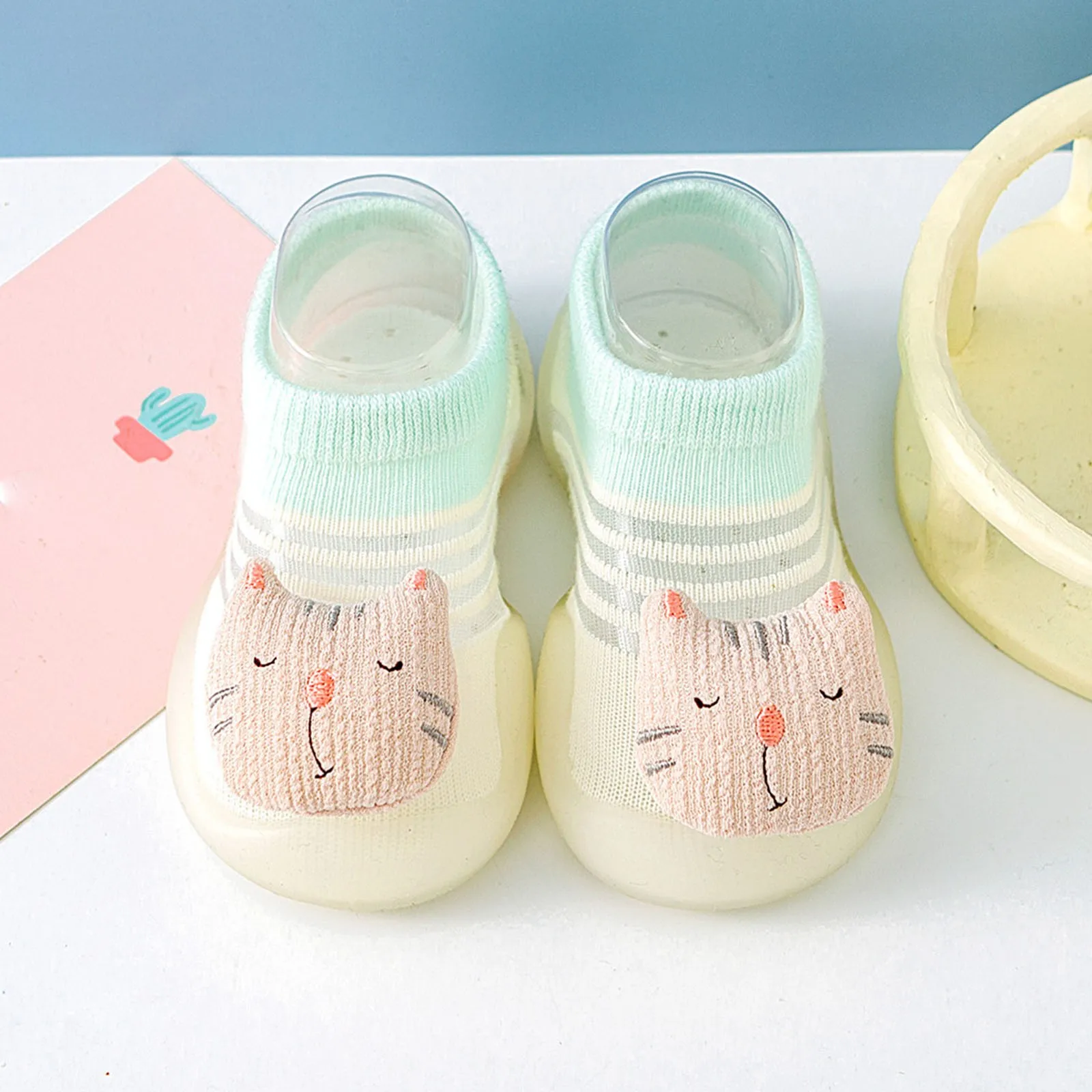 Children Mesh Breathable Socks Shoes Cute Pattern Colorblock Baby Comfortable Shoes Infant Toddler Soft Sole Rubber Sneakers