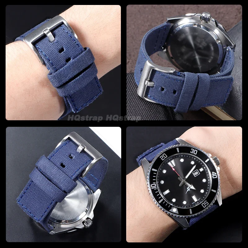 Нейлоновый холщовый ремешок 20 мм 22 мм, мягкий спортивный ремешок, быстросъемный браслет для Samsung Galaxy Watch 6 5 4, универсальный ремешок для часов