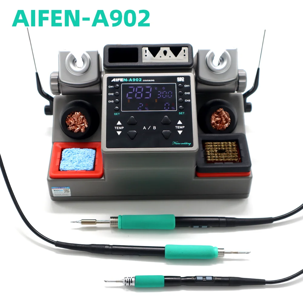 AIFEN-A902 Intelligent Double Welding Station With C210/C115 C245 Electric Soldering Iron Station for Phone PCB Repair