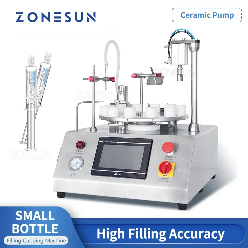 ZONESUN ZS-AFC1CP Desktop Automatic Small Bottle Cartridge Filling Capping Cap Pressing Machine