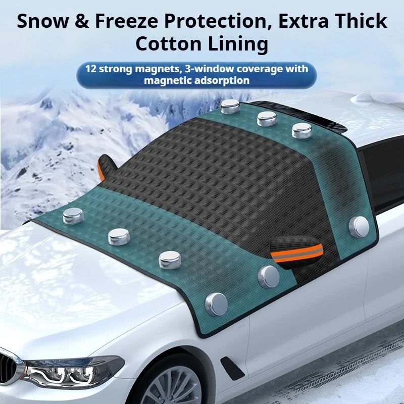 

Premium Car Snow Cover - Extended, Thickened Winter Windshield Protector for Frost & Snow Protection