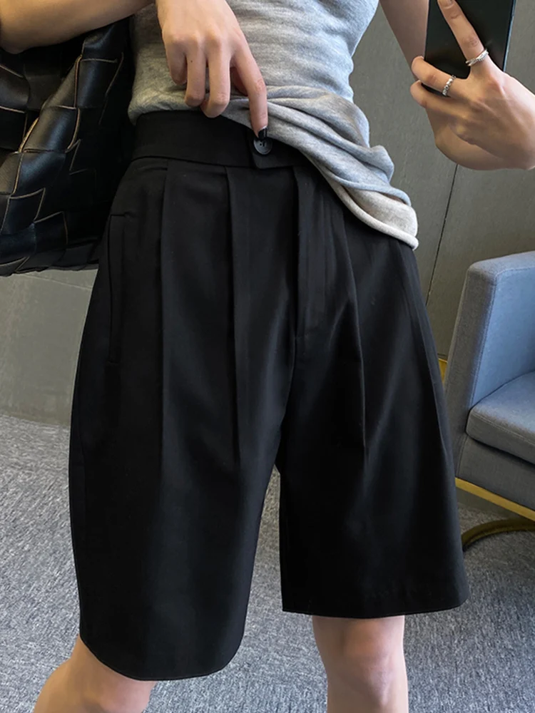 Gray A-Line High Waist Wide Leg Pants Women's Summer Shorts Skirt Pants Commute Style Asymmetric Pocket Detail Casual Trousers