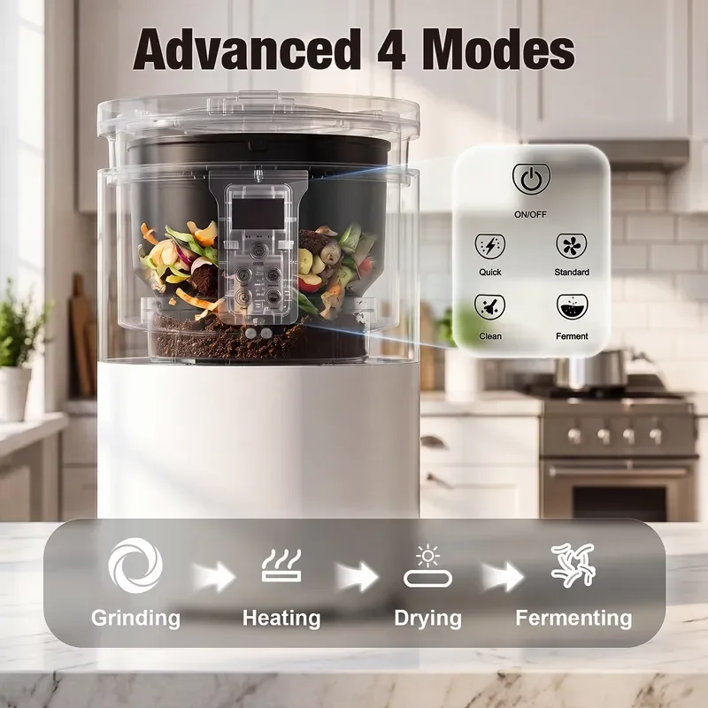 Smart Electric Food Waste Composter Home Kitchen Garbage Disposal Recycler Machine Odor Free Fast Dryer for Household Use