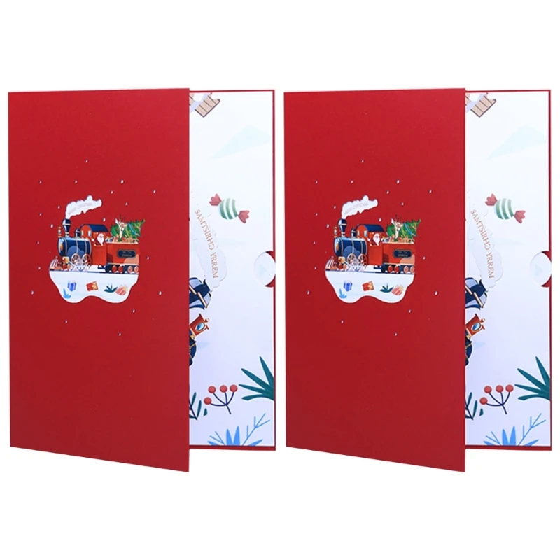 Creative Christmas Train Foldable Greeting Card Unique 3D Christmas Train Greeting Card Delicate Print Paper Card