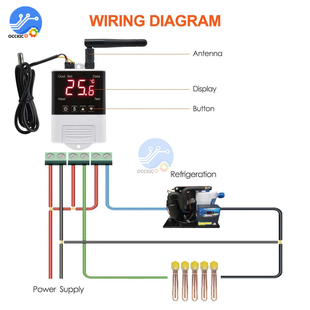 Wireless Wifi Temperature Controller Thermostat AC110-220V DS18B20 NTC Sensor Digital Display APP Control for Smart Home Aquariu