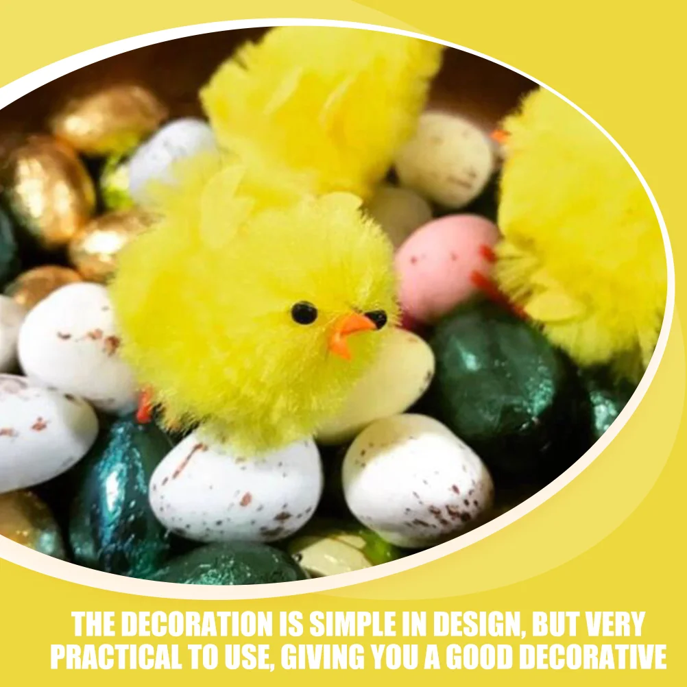 10 PCS Easter Chick Toy Chicks Decoration Fluffy Chicken Flocking Toys Fake Cute Adorable Miniature