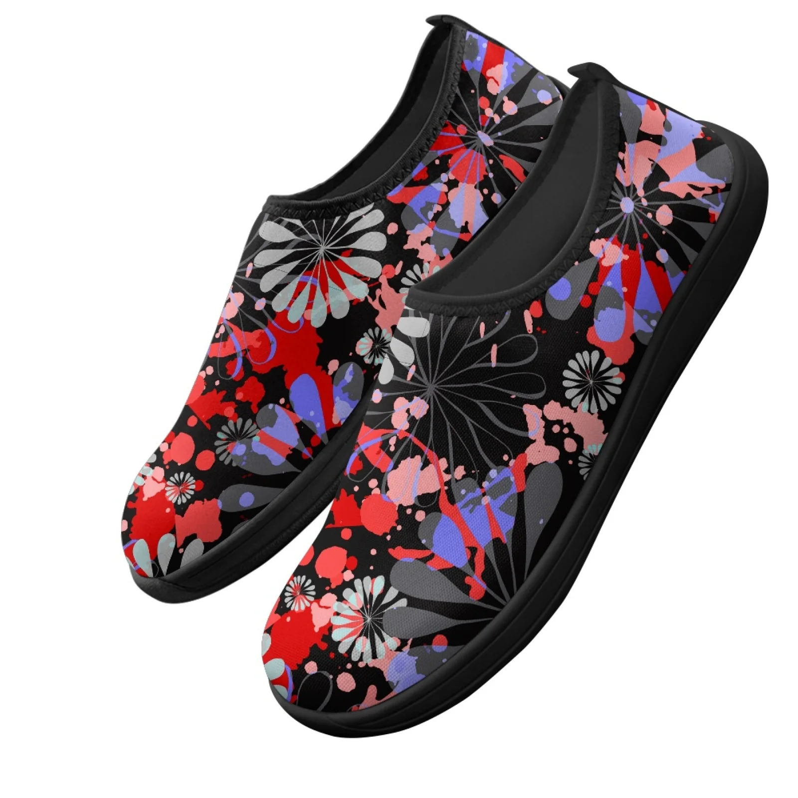 PENSTROLL Firework Splash Print Wide Toe Box Casual Shoes Barefoot Flats for Men Comfort Casual Non Slip Work Shoes