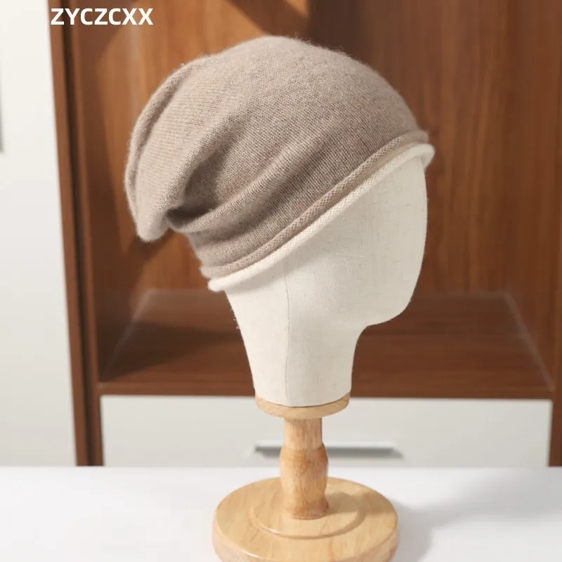 ZYCZCXX 100% Merino Wool Knitted Hat For Women Warm Autumn/Winter Outdoor Travel Warm Hat For Men Soft Cashmere Casual Hat