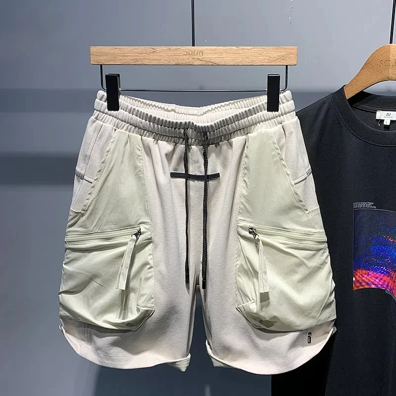 Pantalones cortos hasta la rodilla para hombre, Shorts holgados con bolsillos y cremallera, cintura elástica, Estilo Vintage, moda informal, Verano