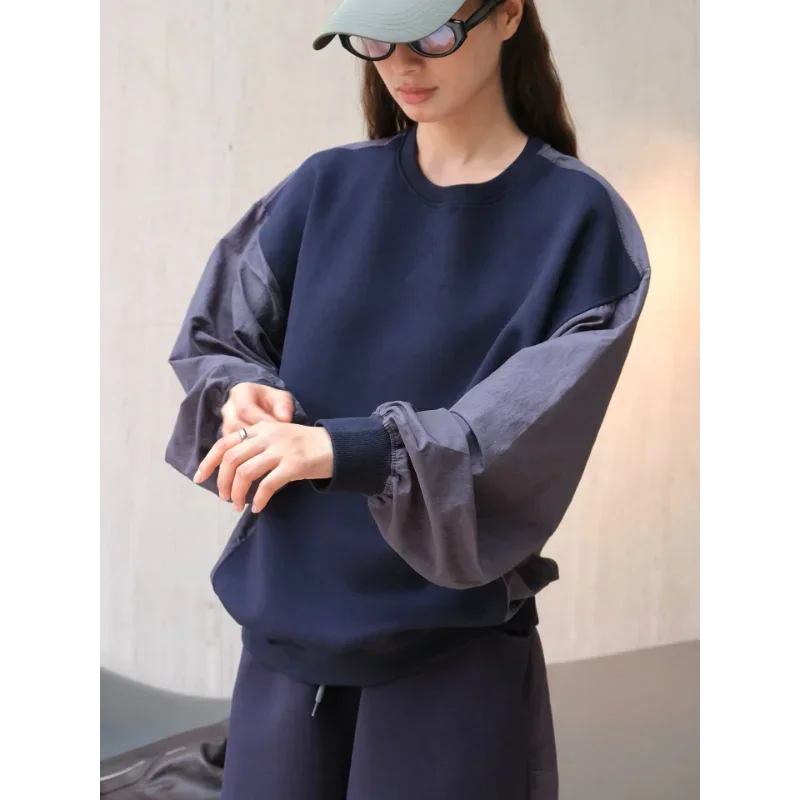 Women Silhouette Splicing Sweatshirts New Autumn Tops Sports Style Soft and Smooth Skin-friendly Comfortable Casual Clothing