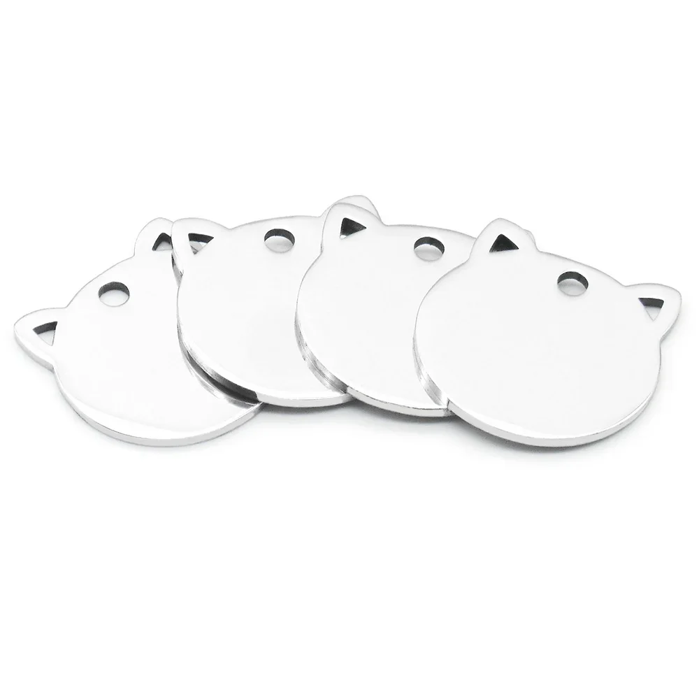 100PCS Pet Dog Tags Logo Words Circle Cat Tag Engravable Charm-Mirror Polished Stainless Steel Round Disc Id Necklace Collar