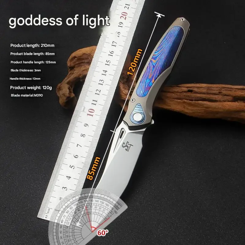 

M390 series gift outdoor camping hiking survival EDC knife tool titanium alloy handle design