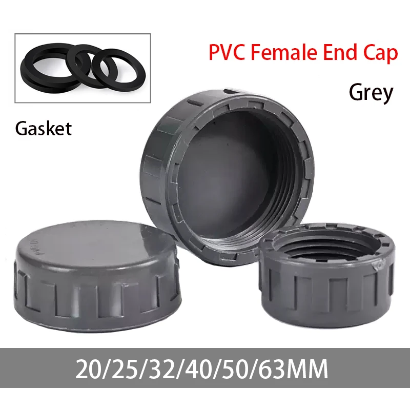 

1-100pc 20-60mm Grey PVC Female End Cap Aquarium Fish Tank Drain Cap Screwed Cap Garden Irrigation Pipe Connector Water Tube Cap