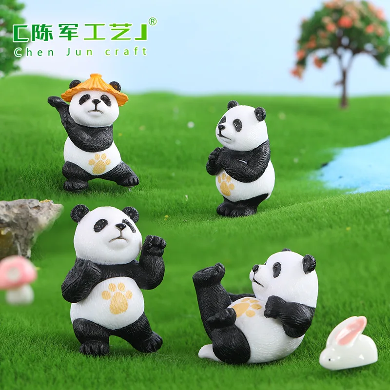 Cute Micro Kungfu Panda Decoration Mini Glow Animal Miniature Figurines Fairy Penguins Figurine Decor Bonsai Garden Ornaments