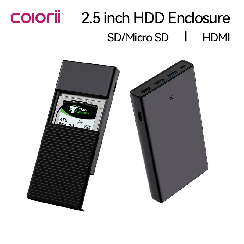 USB C HUB with 2.5 Inch HDD Case External Hard Drive Enclosure Case HDD SSD Case 4K60Hz USB 3.0 Type C Adapter Expander Docking