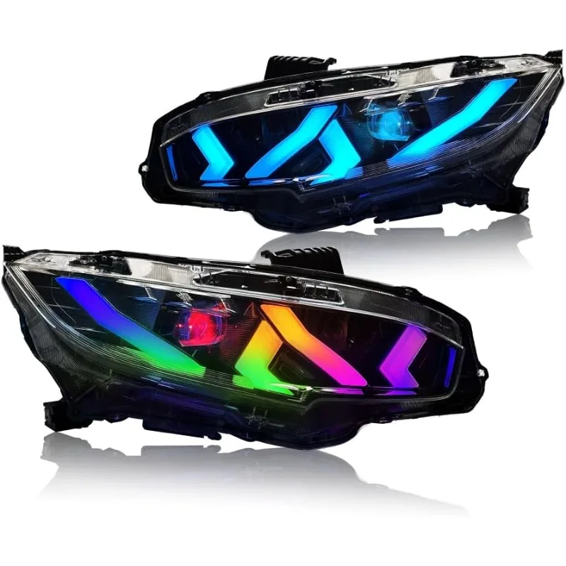 

1 комплект фар в сборе для Honda Civic 2016-2021, двойные линзы (контроль цвета), указатели поворота, передние фары