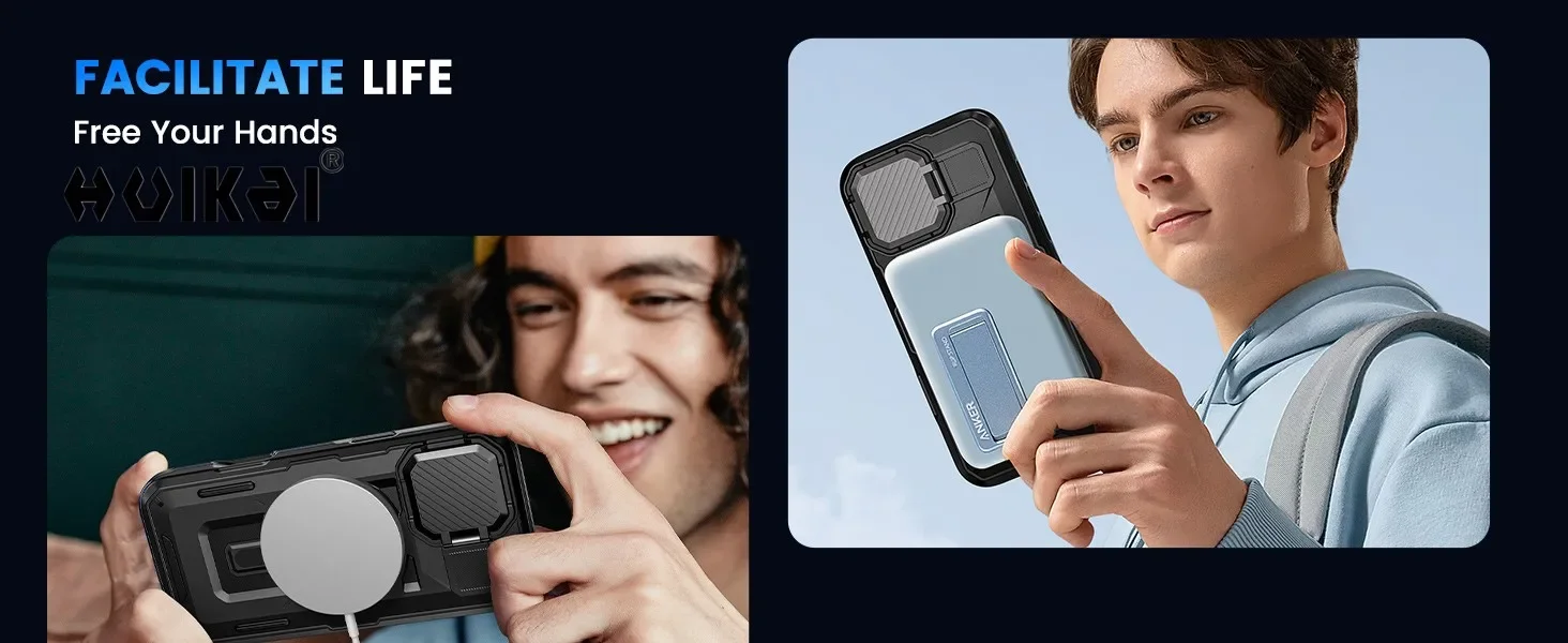 Hülle für iPhone 18 Pro Max, 18 Pro, 17e, 16e, 16 Pro, 15, 14 mit Kamera-Ständer, magnetischer Funktion, stoß- und kratzfest, schützende Hartschale – Detail 8