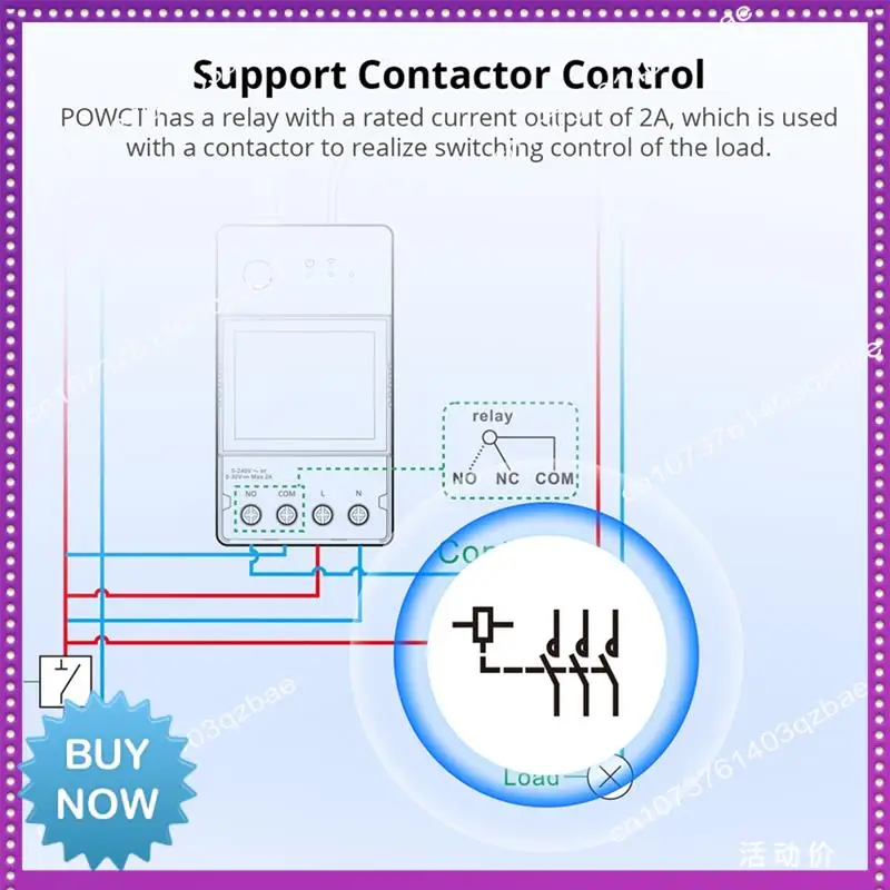 Hot Ltem POWCT Ring Smart Power Meter ESP32 Chip Current Transformer 100A Energy Monitor Contacter Control Works With Alexa IFTT