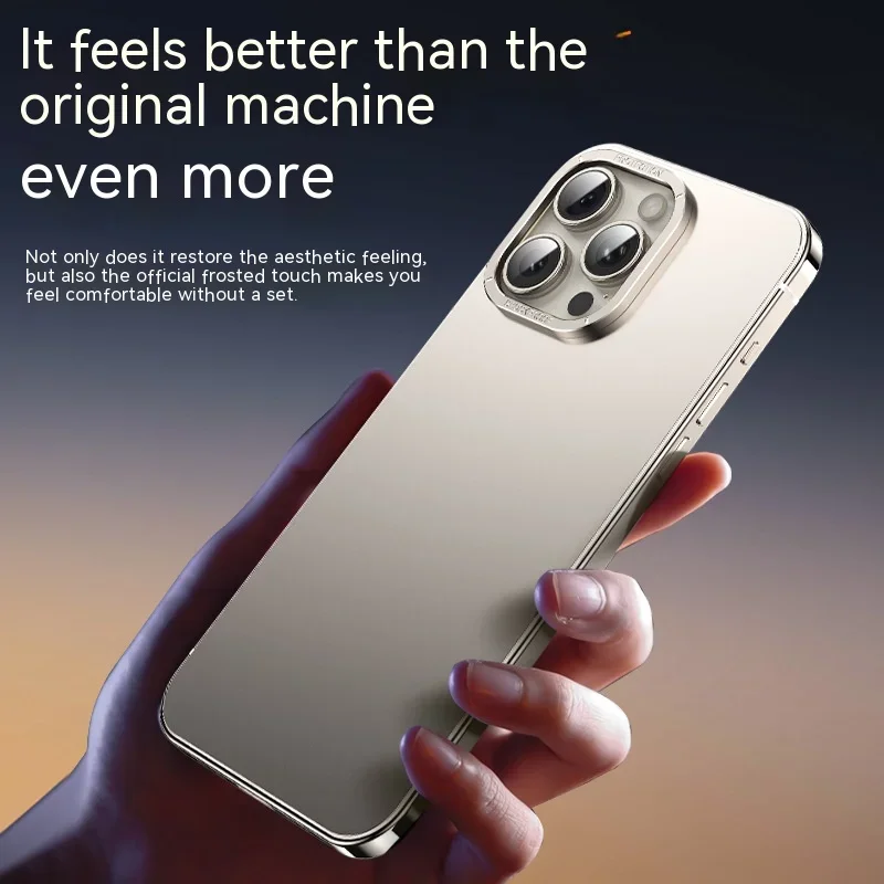 Raw Titanium fram Case For iphone15 Pro Max Magnetic MagSafe Wireless charge Metal frosting Original color Protective Back Cover