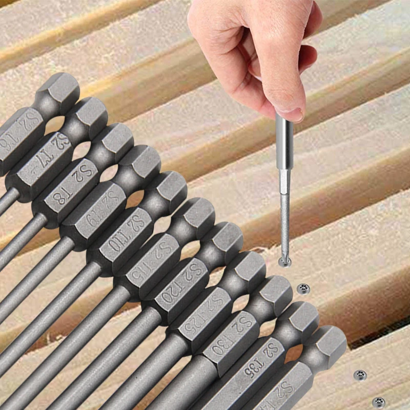 50-75-100mm Hollow Plum Blossom Extended S2 Screwdriver Set with Hexagonal Handle Screwdriver Bit Screwdriver Tool