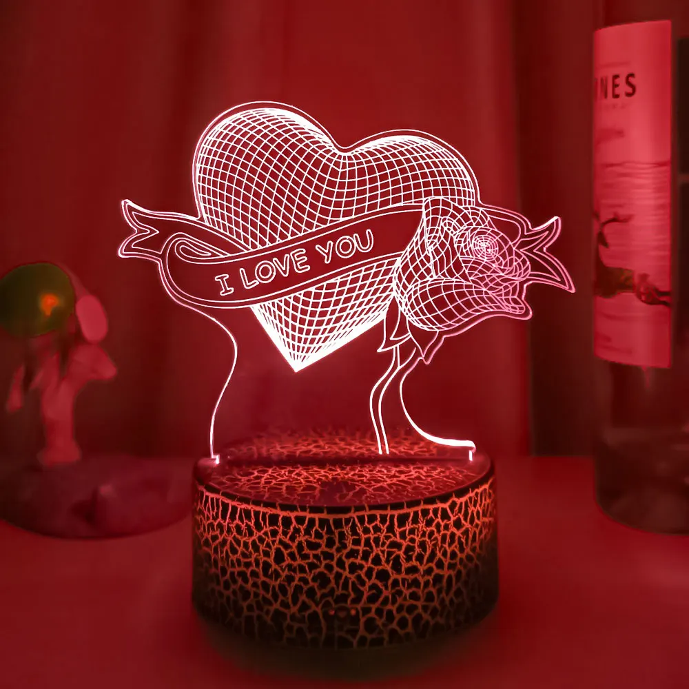 

Valentine Day 3D Lamp USB LED Night Light Neon Sign Lamp Xmas Christmas Decoration for Home Bedroom Birthday Decor Wedding Gift