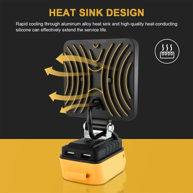 Imagem -02 - Cordless Led Luzes de Trabalho para Dewalt Iluminação Exterior Lâmpada de Trabalho Camping Emergência Luz de Inundação Lanterna Lithium Battery 18v 20v