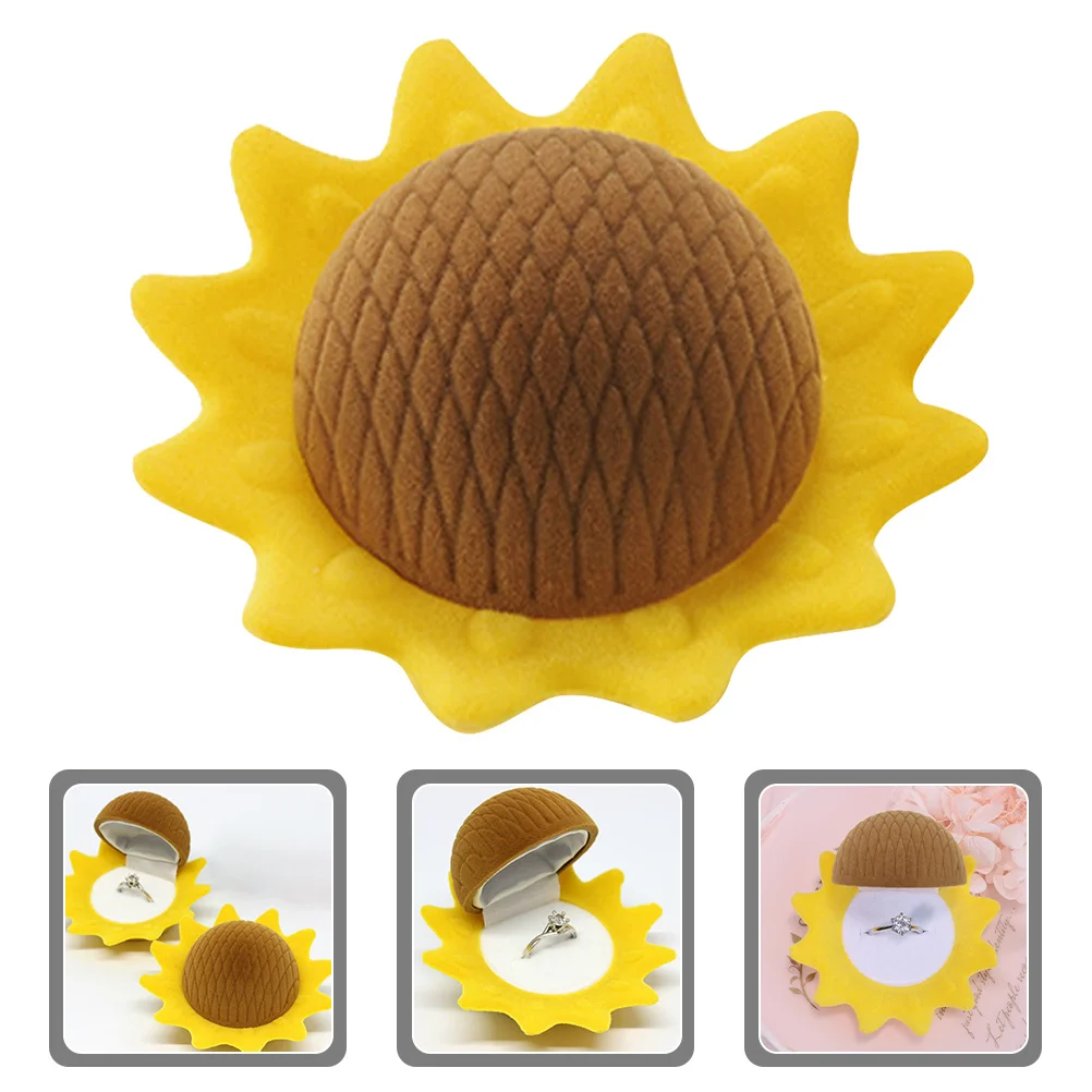 

Шкатулка для украшений в форме подсолнуха, держатель для колец, для предложения руки и сердца, свадьбы, помолвки, маленький футляр для колец, подарок для нее, подарок на День святого Валентина