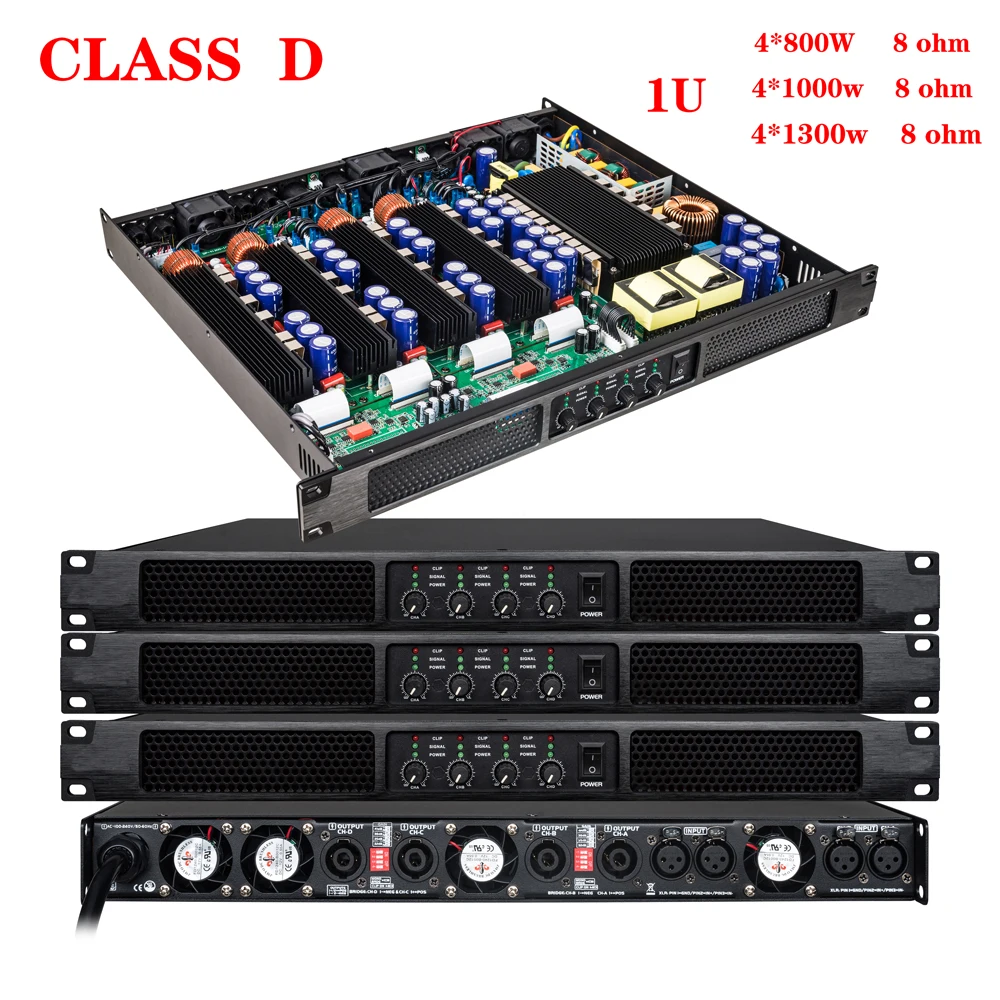 D1650 Digital Audio Power Amplifier Professional 4 Channels Class D Preamplifier DJ Audio Sound Amplifier Processor System