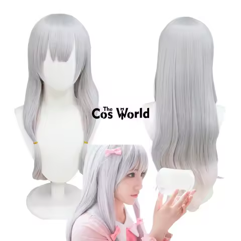 Eromanga Sensei Izumi Sagiri 70cm Long Anime Cosplay Wigs Fiber Heat Resistant Synthetic Hair + Wig Cap