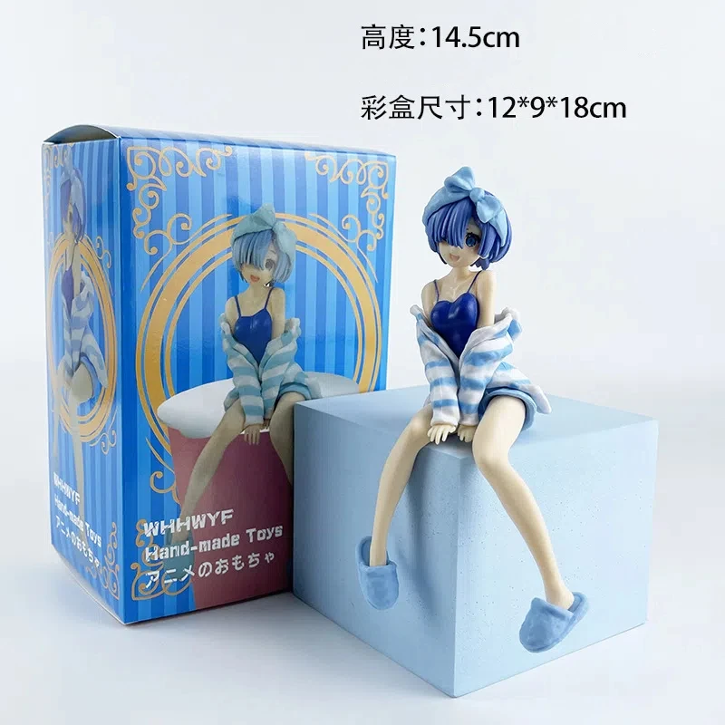 Nouveau 15 cm Anime Ram Rem q-version posture assise figurine PVC modèle Statue jouets poupée bureau décor cadeaux à collectionner en boîte