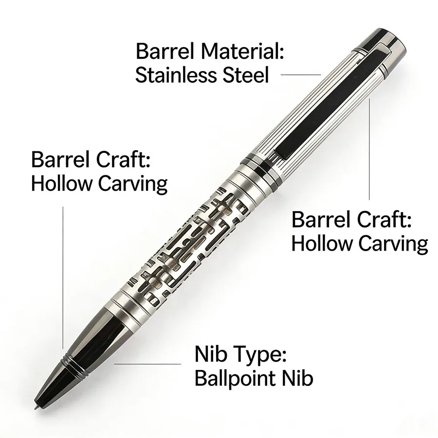 

Hollow carved metal craft Exquisite hollow carving design with intricate details, showcasing unique craftsmanship ballpoint pen