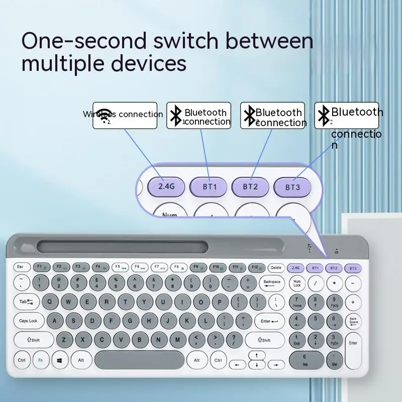 Set tastiera e Mouse Bluetooth Wireless ricaricabili CHEN LIN pulsante di ricarica per Keycap rotondo muto per Computer Desktop Notebook